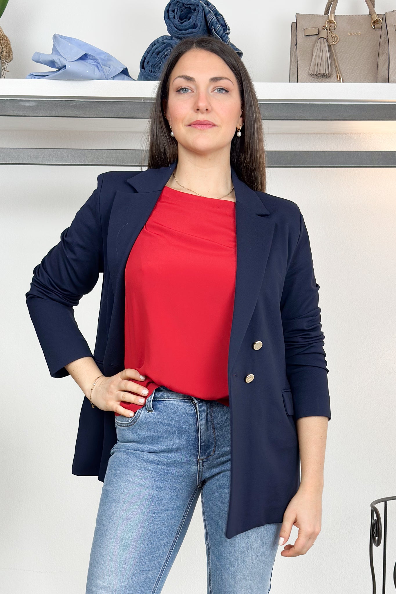 Blazer in jersey con bottoni oro EMME