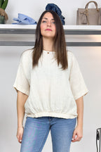 Blusa girocollo in lino KAOS