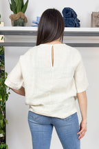 Blusa girocollo in lino KAOS