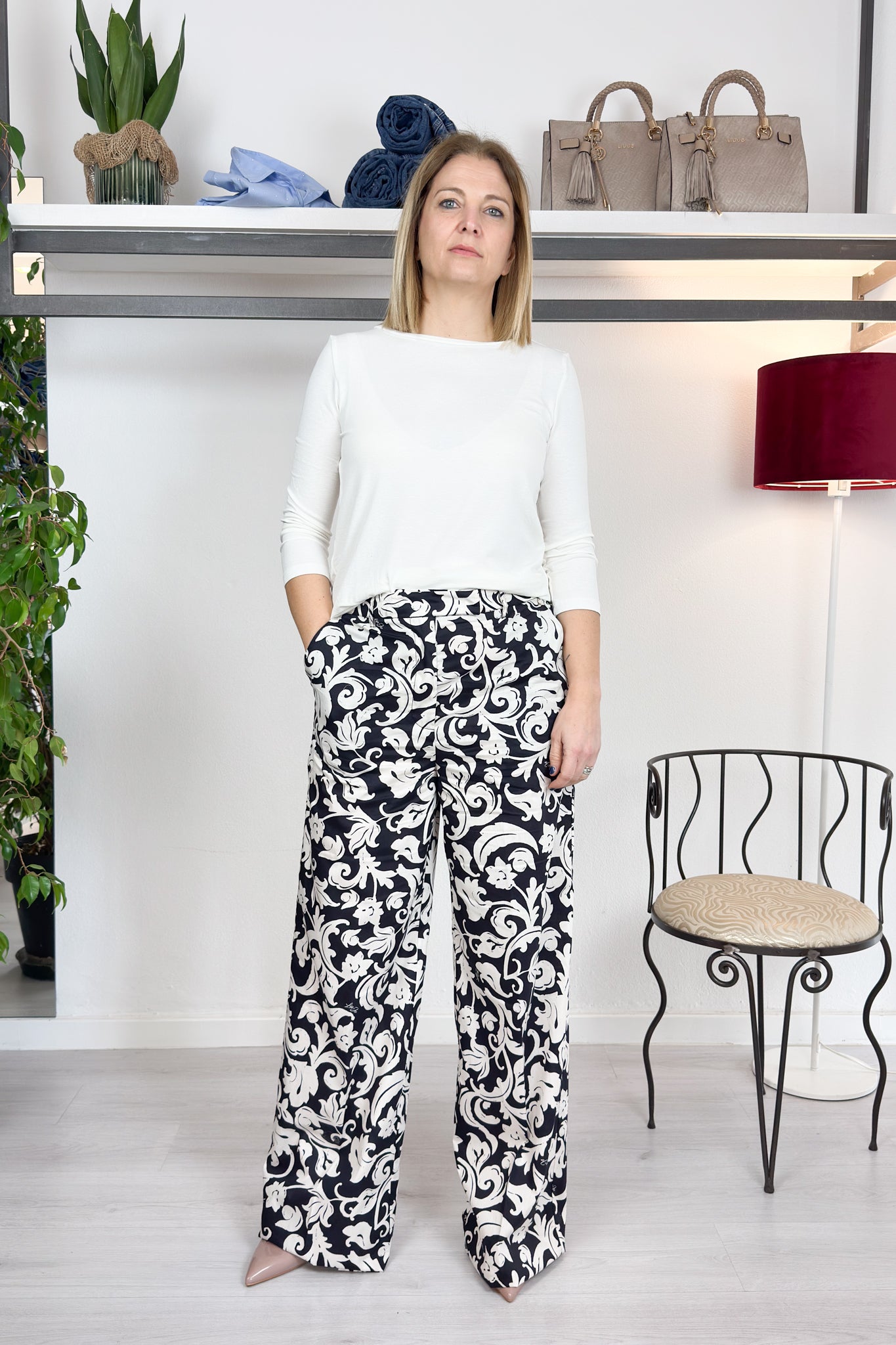 Pantaloni a palazzo in popeline LIU JO