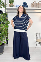 Maglia a righe scollo a V KAOS