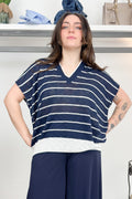 Maglia a righe scollo a V KAOS