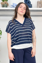 Maglia a righe scollo a V KAOS