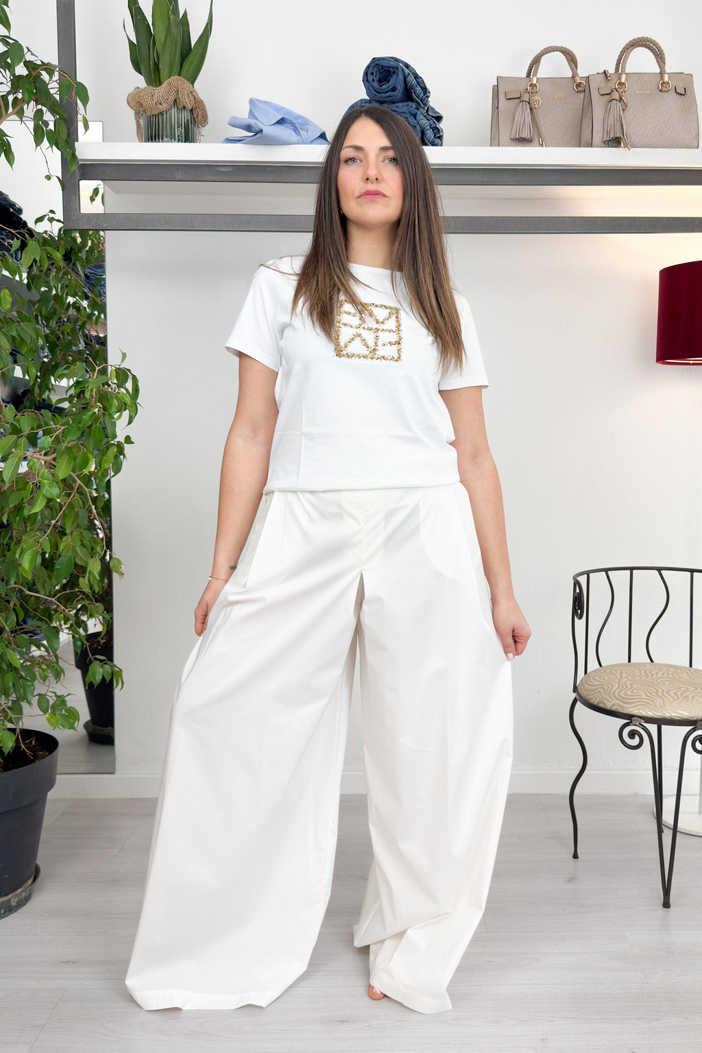 Pantalone a palazzo in popeline MANILA GRACE