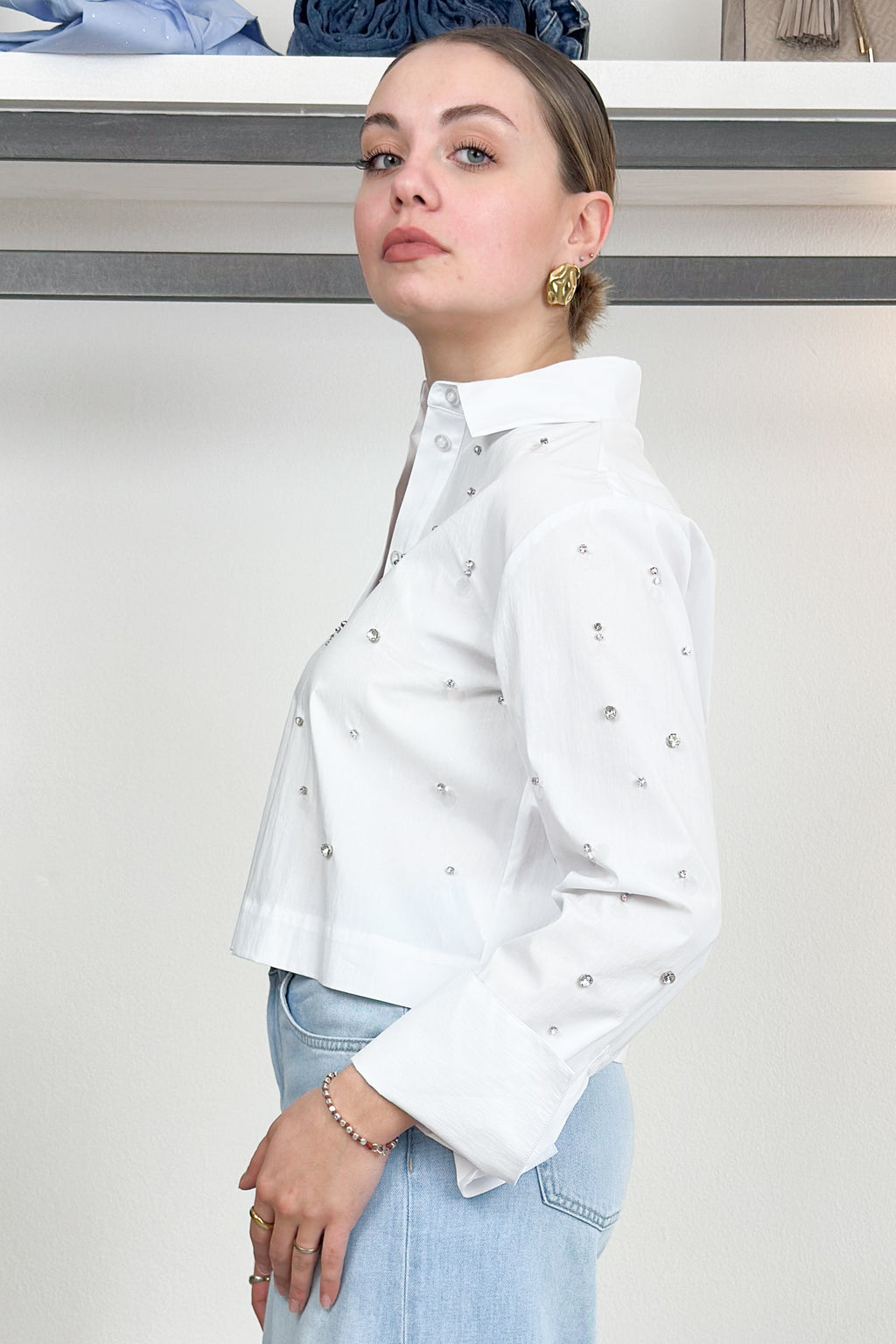 Camicia boxy con ricami gioiello LIU JO