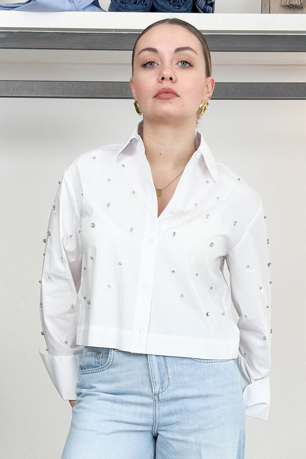 Camicia boxy con ricami gioiello LIU JO