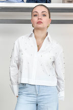 Camicia boxy con ricami gioiello LIU JO