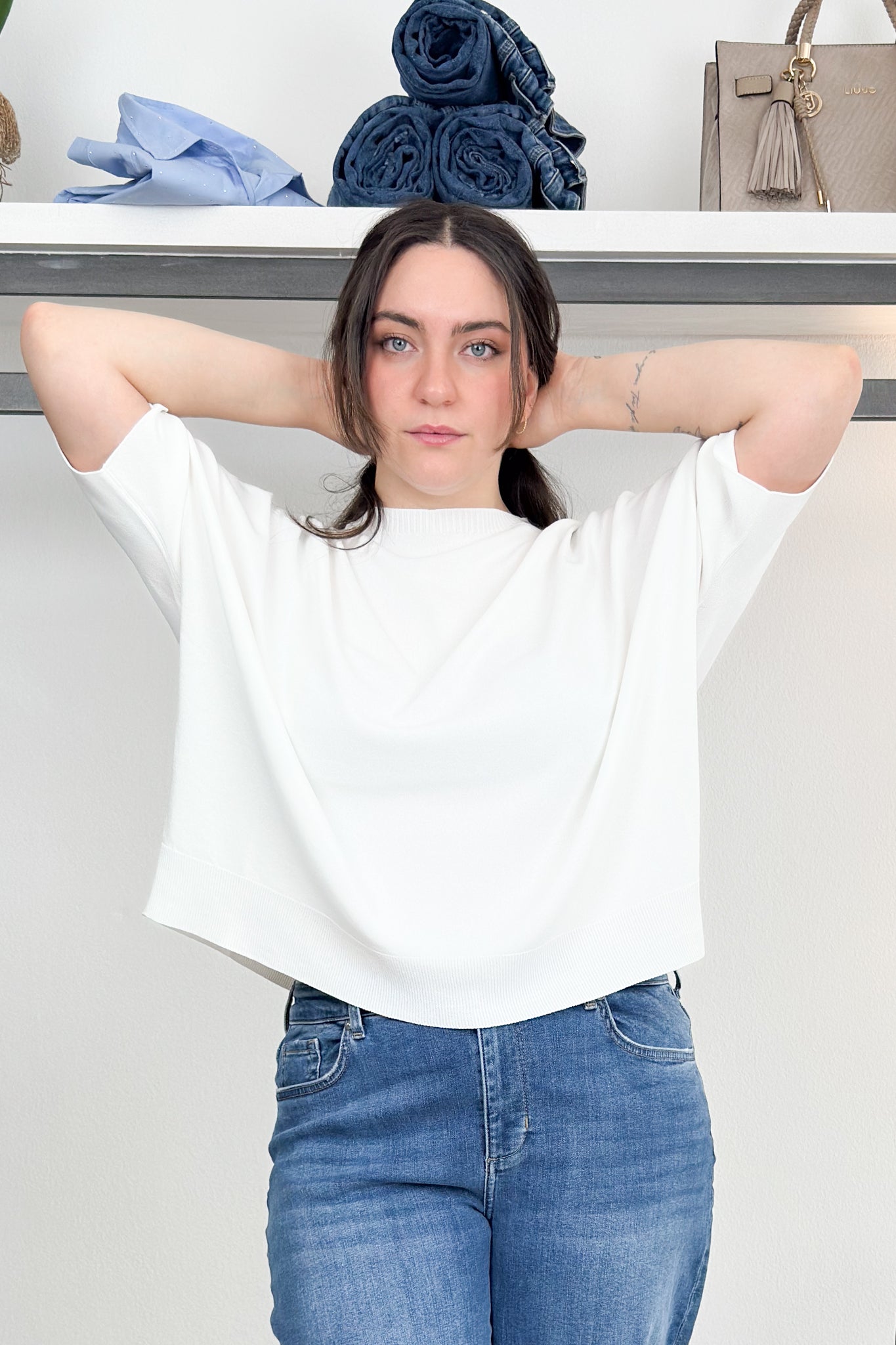 Maglia over in viscosa bianco KAOS