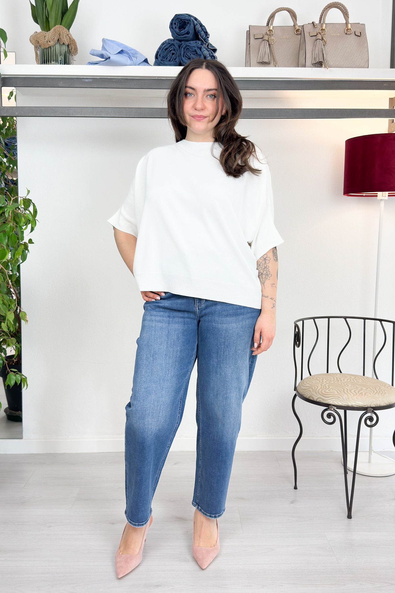 Maglia over in viscosa bianco KAOS
