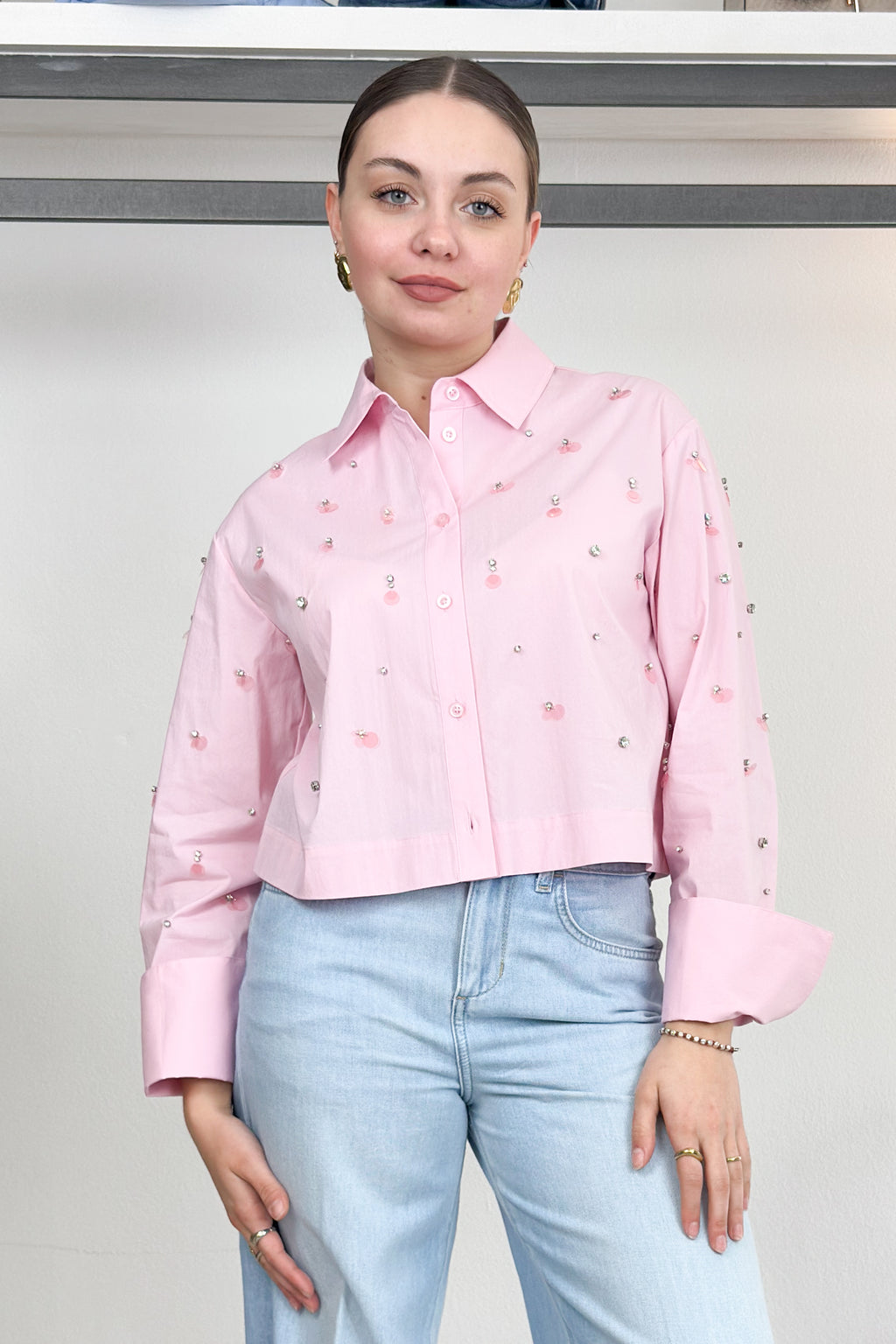 Camicia boxy con ricami gioiello LIU JO