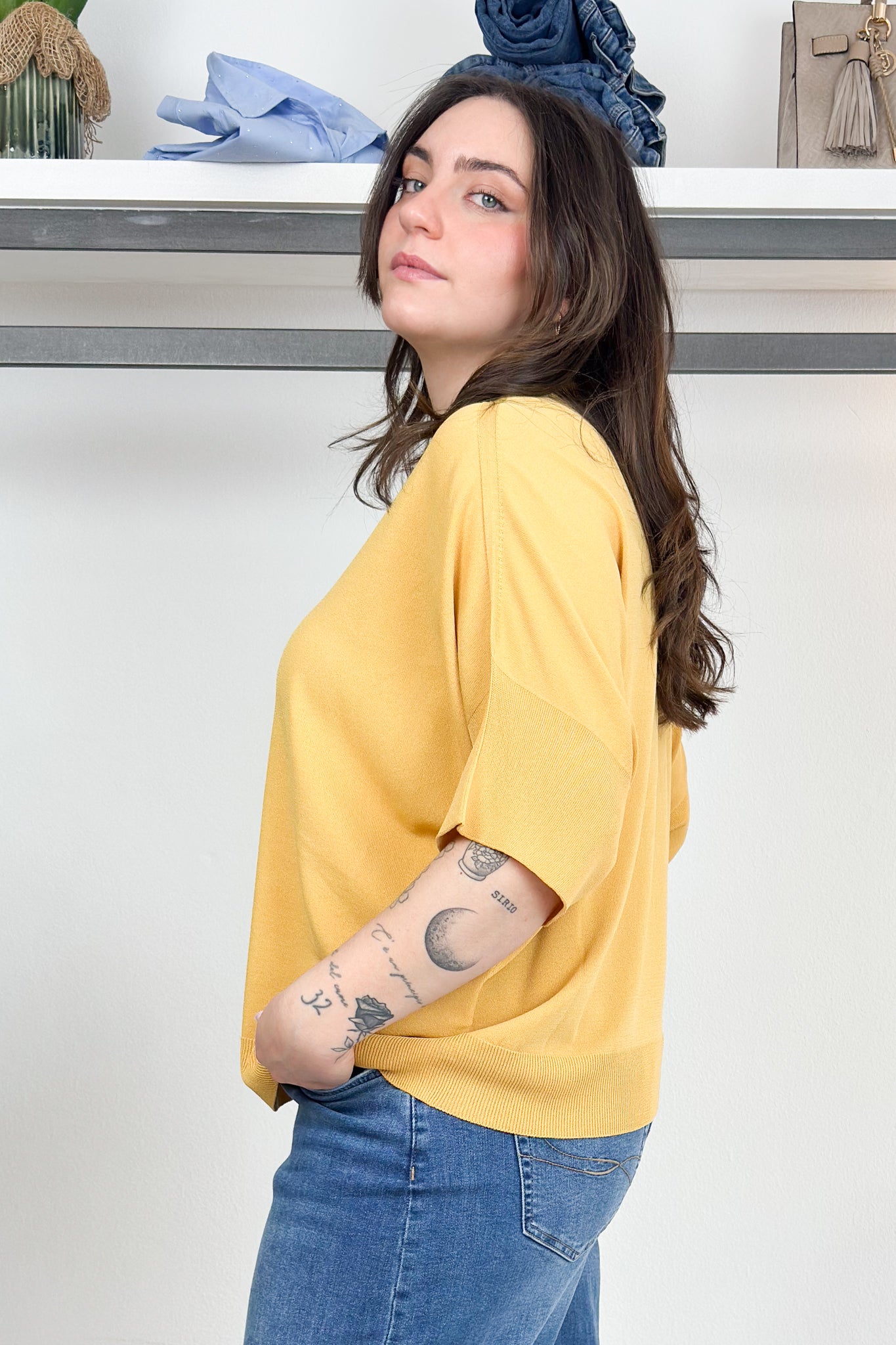 Maglia over in viscosa bianco KAOS