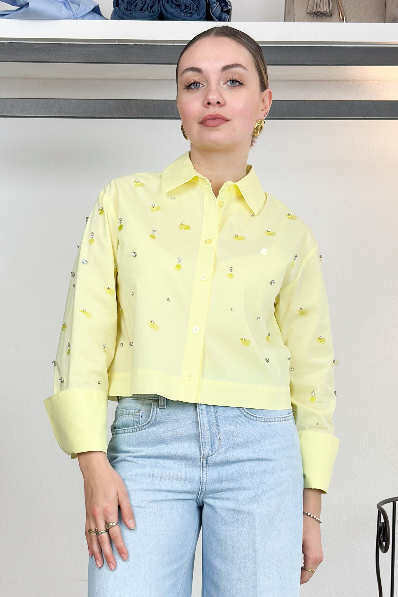 Camicia boxy con ricami gioiello LIU JO