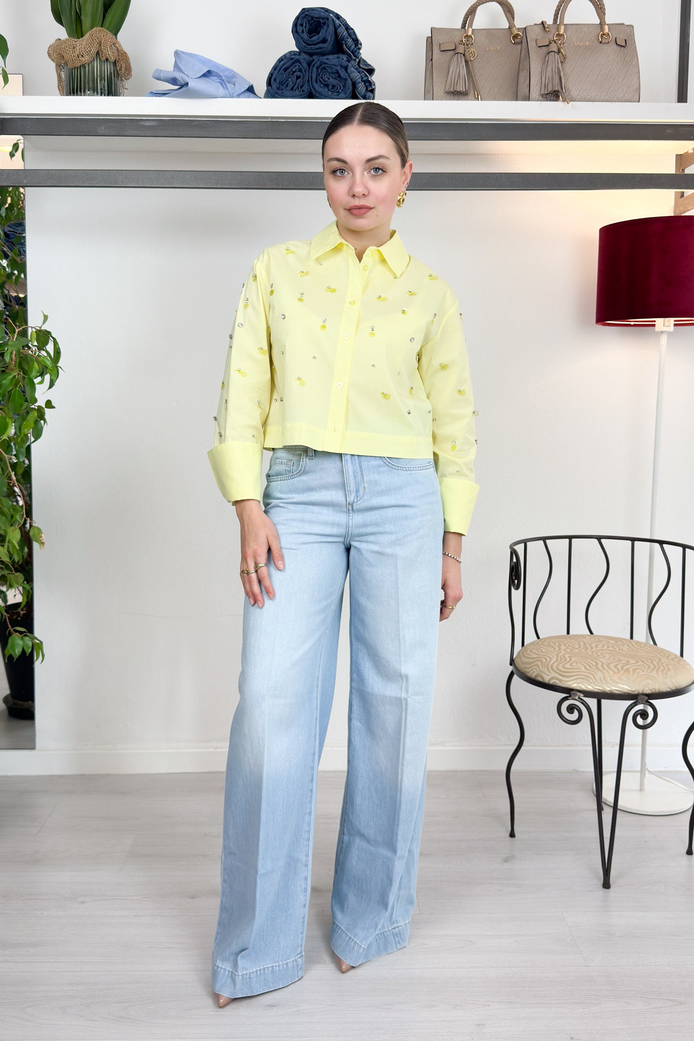Camicia boxy con ricami gioiello LIU JO