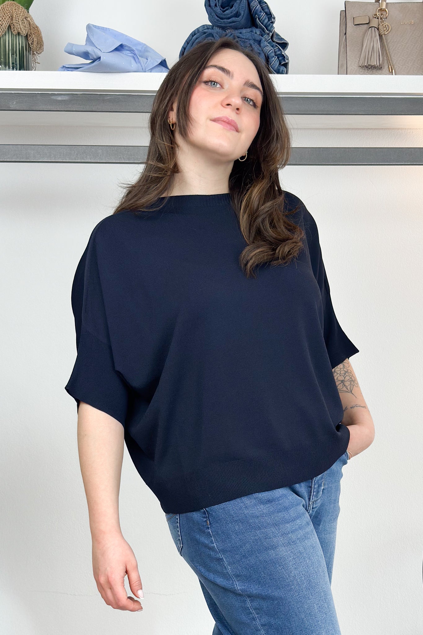 Maglia over in viscosa bianco KAOS