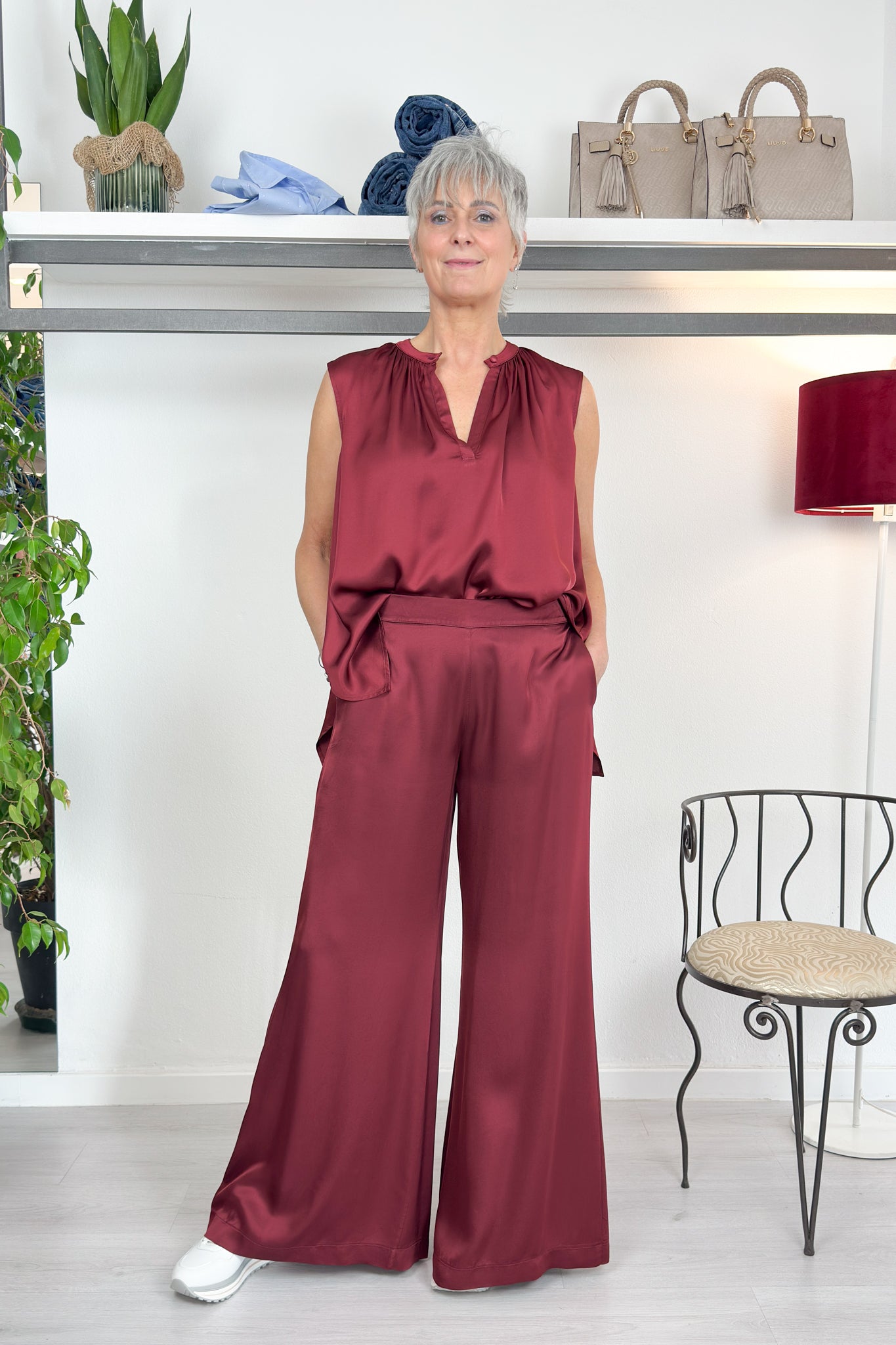 Pantalone a palazzo in raso KAOS