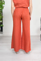 Pantalone palazzo in lino con fondo sfrangiato KAOS