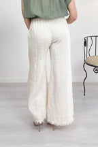 Pantalone palazzo in lino con fondo sfrangiato KAOS