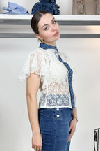 Camicia in pizzo e denim LIUJO