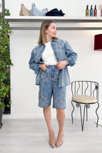 Bermuda in denim con ricamo bandana LIU JO