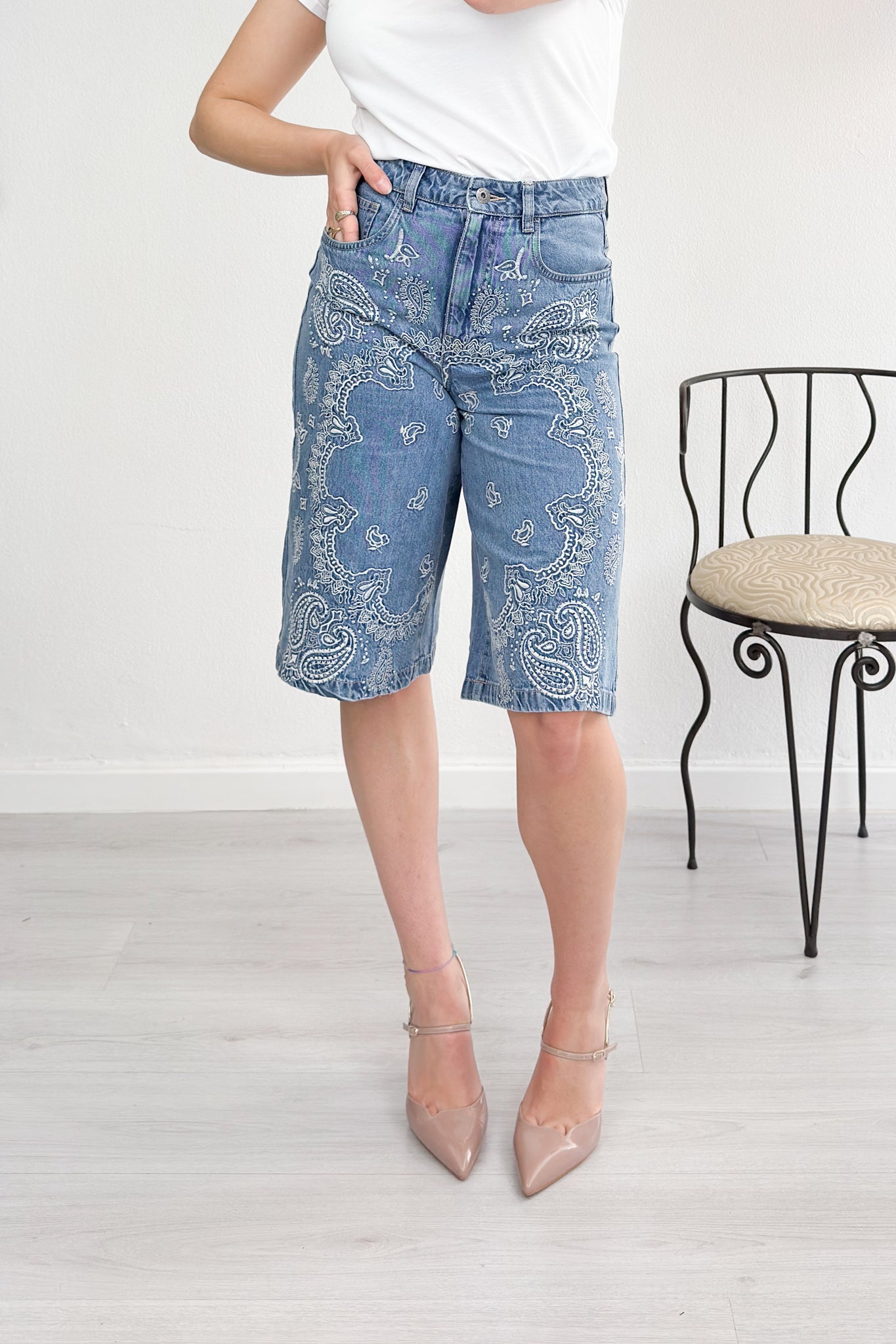 Bermuda in denim con ricamo bandana LIU JO