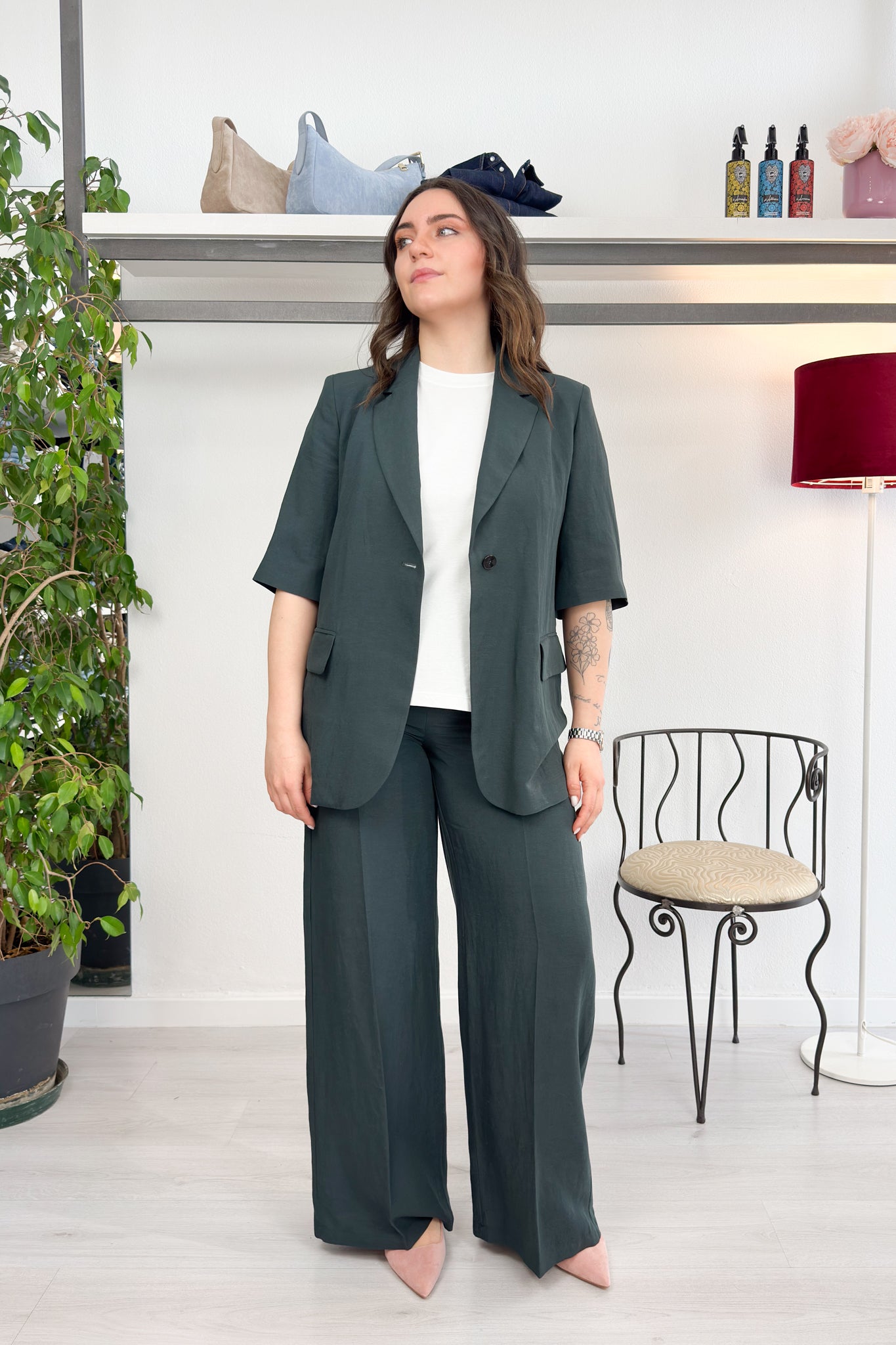 Blazer in tela fluida di lino e viscosa EMME