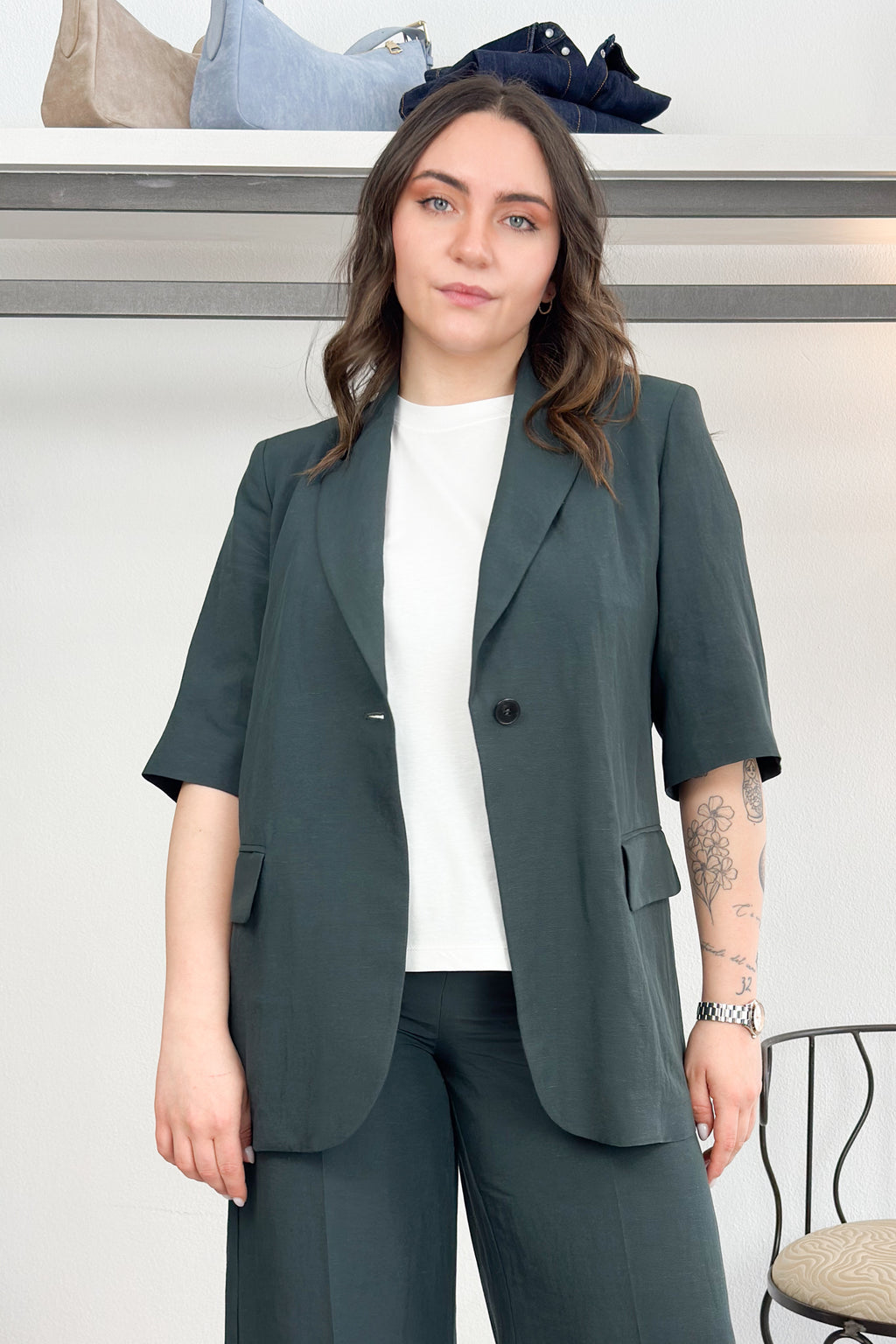 Blazer in tela fluida di lino e viscosa EMME