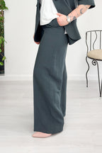 Pantalone flare in viscosa e lino EMME