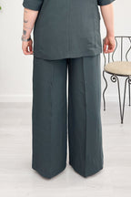 Pantalone flare in viscosa e lino EMME