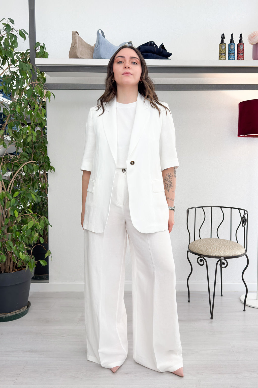Blazer in tela fluida di lino e viscosa EMME