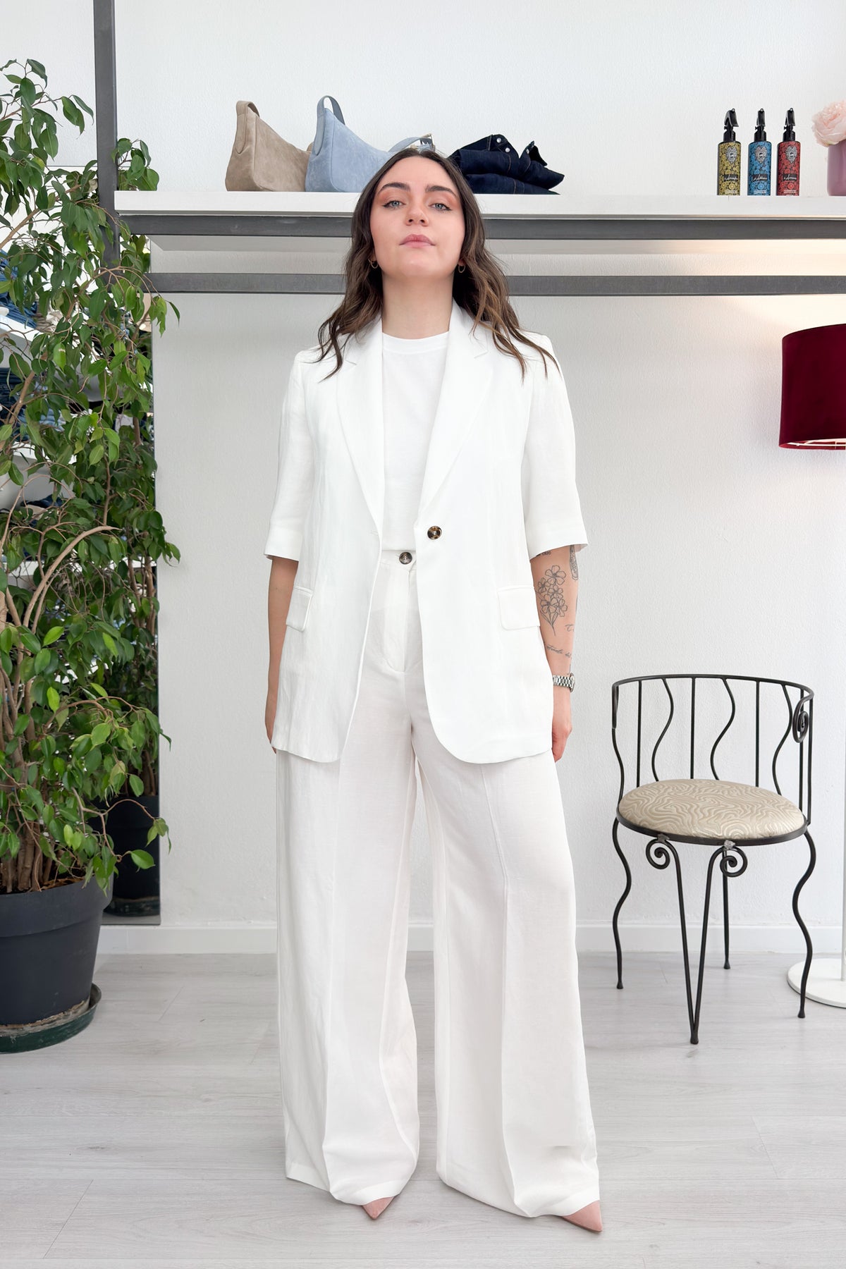Blazer in tela fluida di lino e viscosa EMME