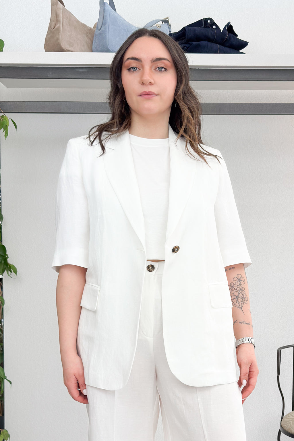 Blazer in tela fluida di lino e viscosa EMME