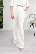 Pantalone flare in viscosa e lino EMME