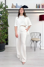 Pantalone flare in viscosa e lino EMME