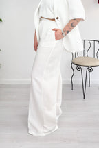 Pantalone flare in viscosa e lino EMME
