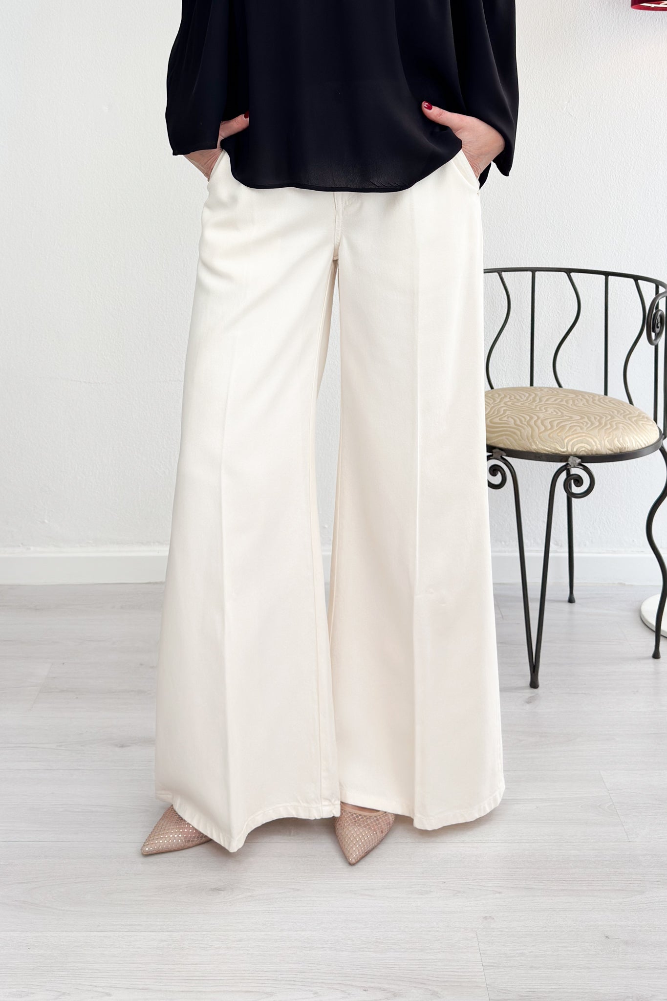 Jeans flare a palazzo in misto lino/cotone KAOS