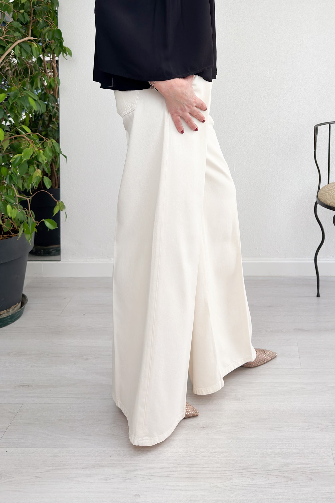 Jeans flare a palazzo in misto lino/cotone KAOS