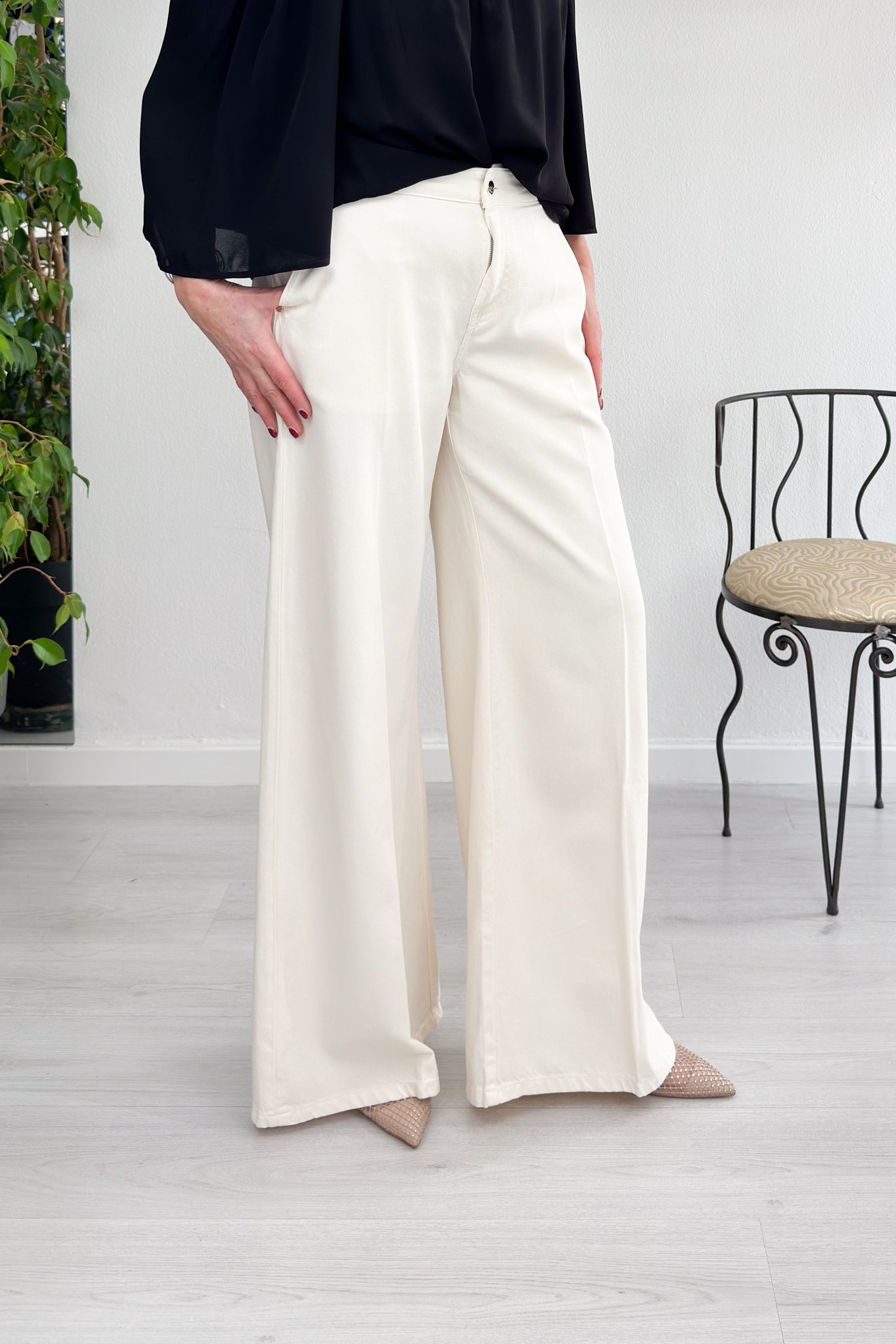 Jeans flare a palazzo in misto lino/cotone KAOS