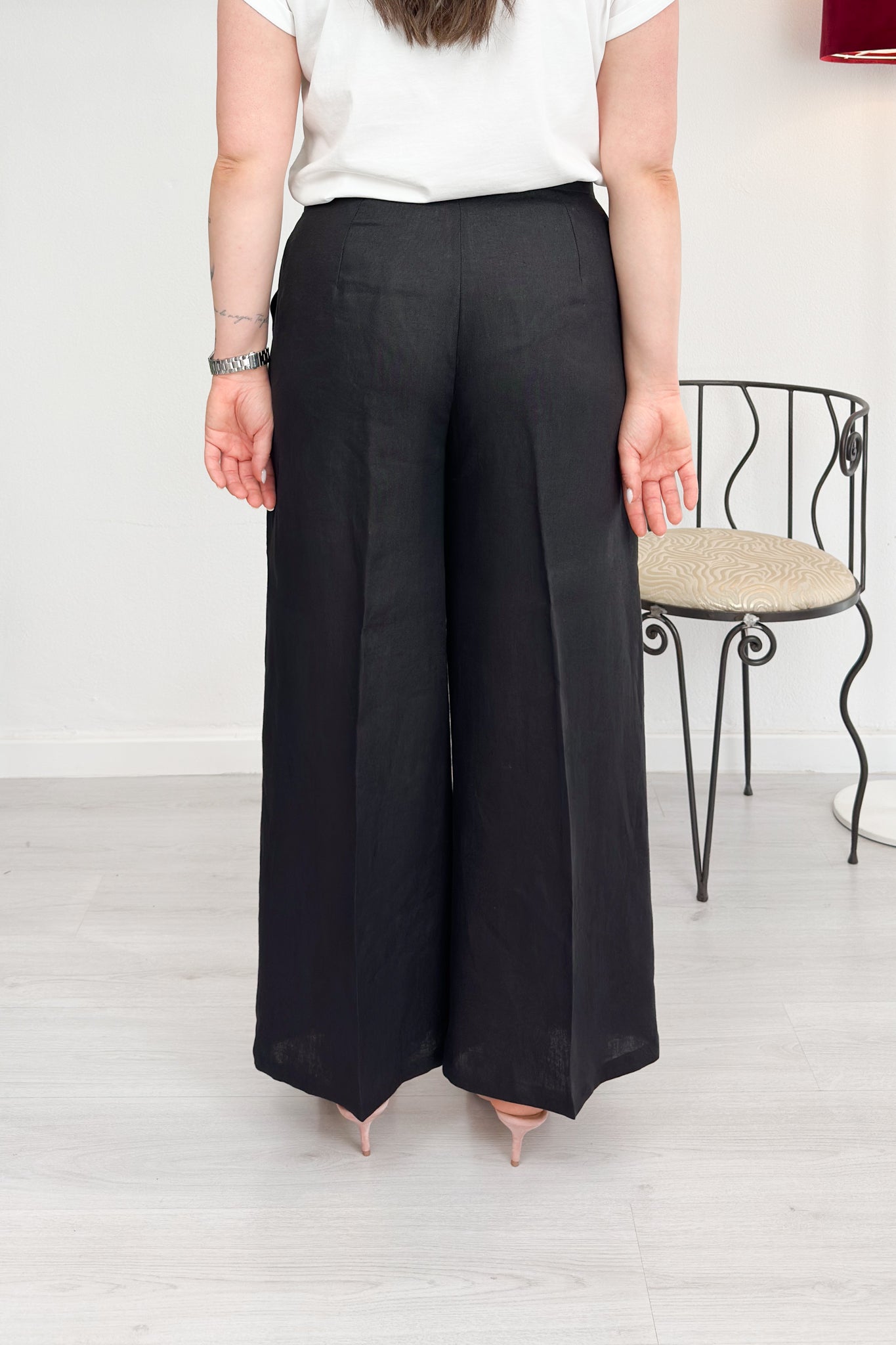 Pantalone straight in lino EMME