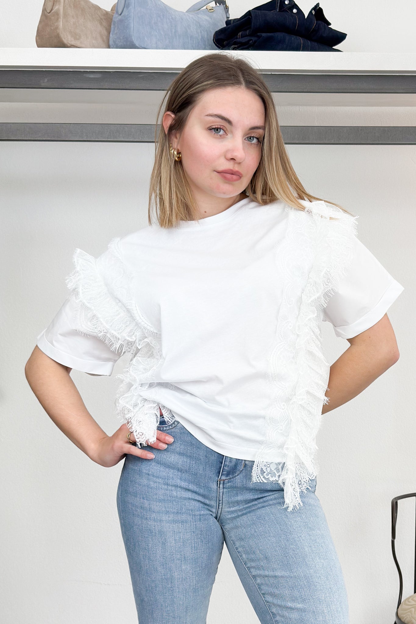 T-shirt con rouches EMME