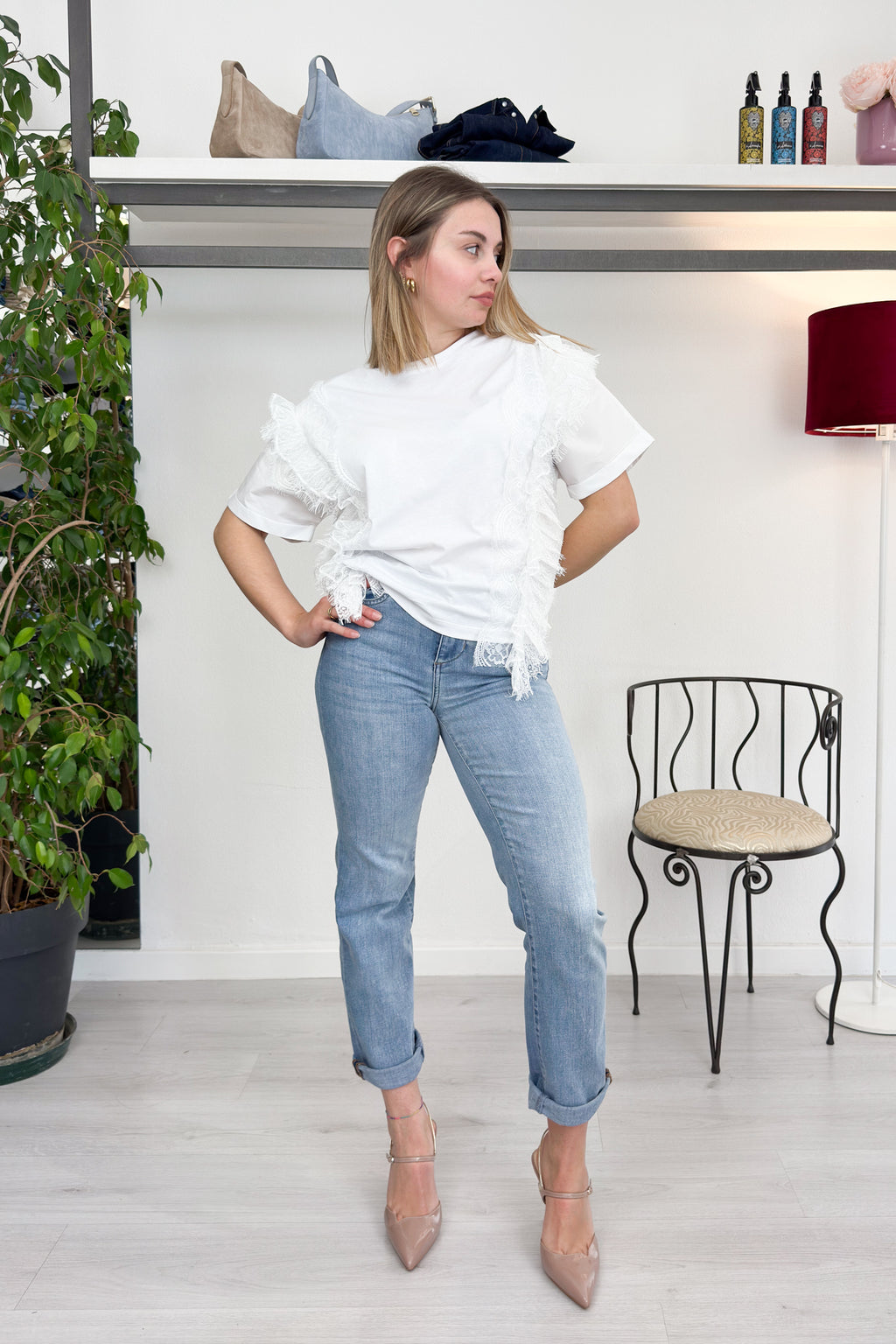 T-shirt con rouches EMME