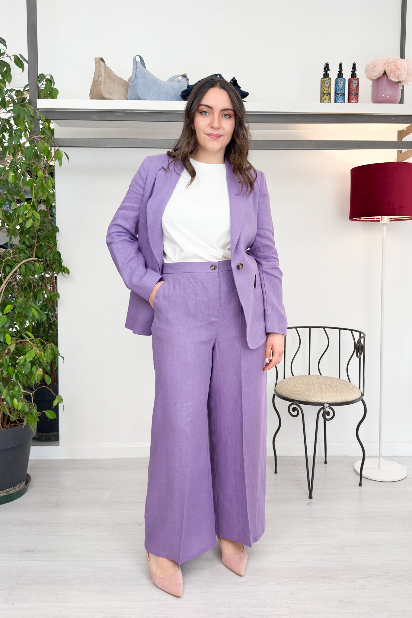 Pantalone straight in lino EMME