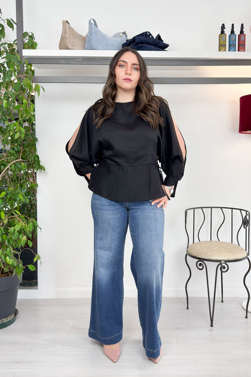 Blusa in mussola con spacco nella manica KAOS
