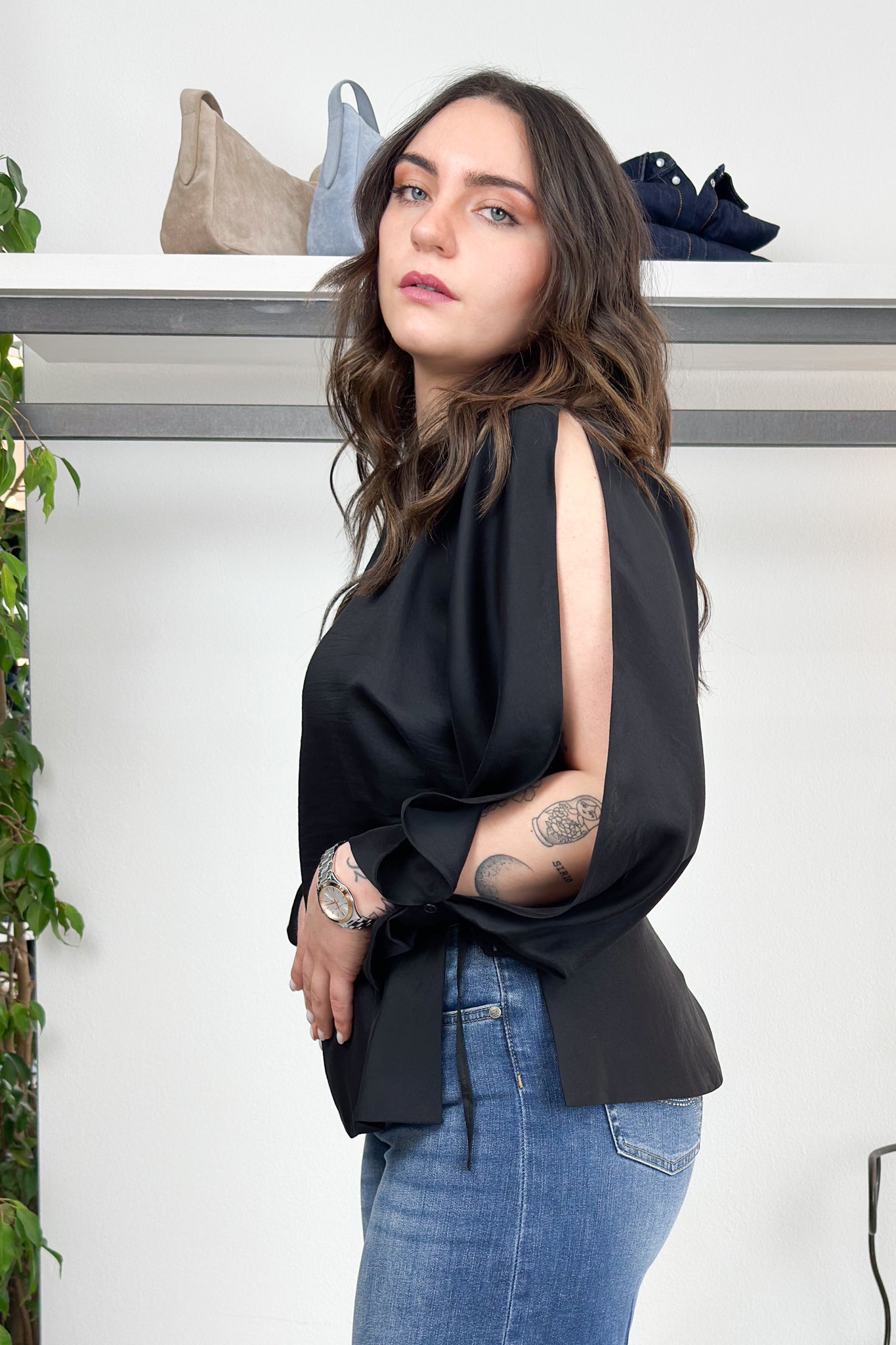 Blusa in mussola con spacco nella manica KAOS