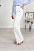 Jeans flare bianco con bottoni oro LIU JO
