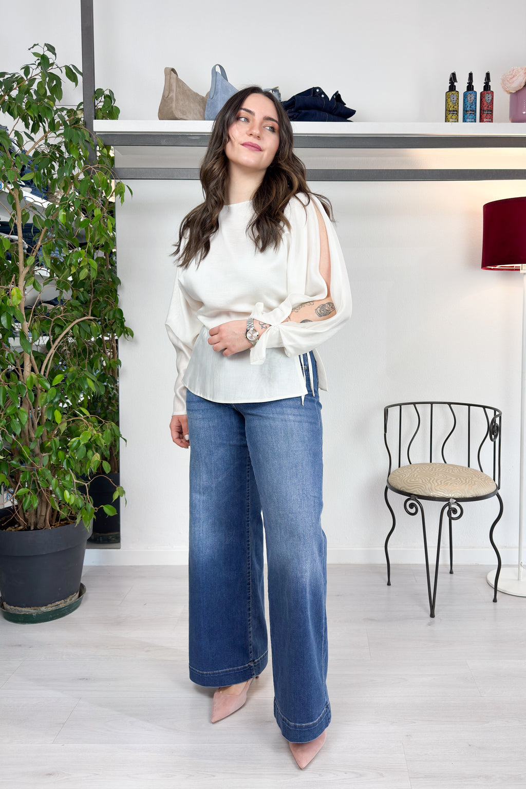 Blusa in mussola con spacco nella manica KAOS