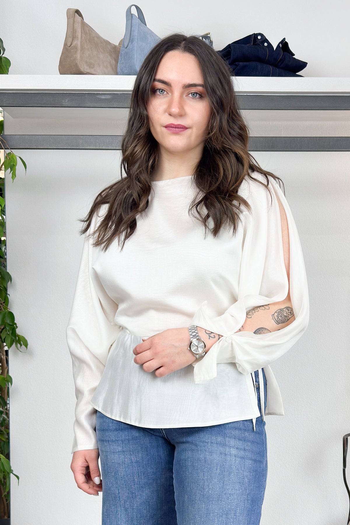 Blusa in mussola con spacco nella manica KAOS
