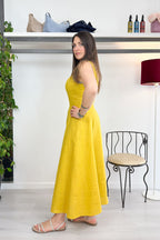 Abito il lino sfiancato giallo EMME