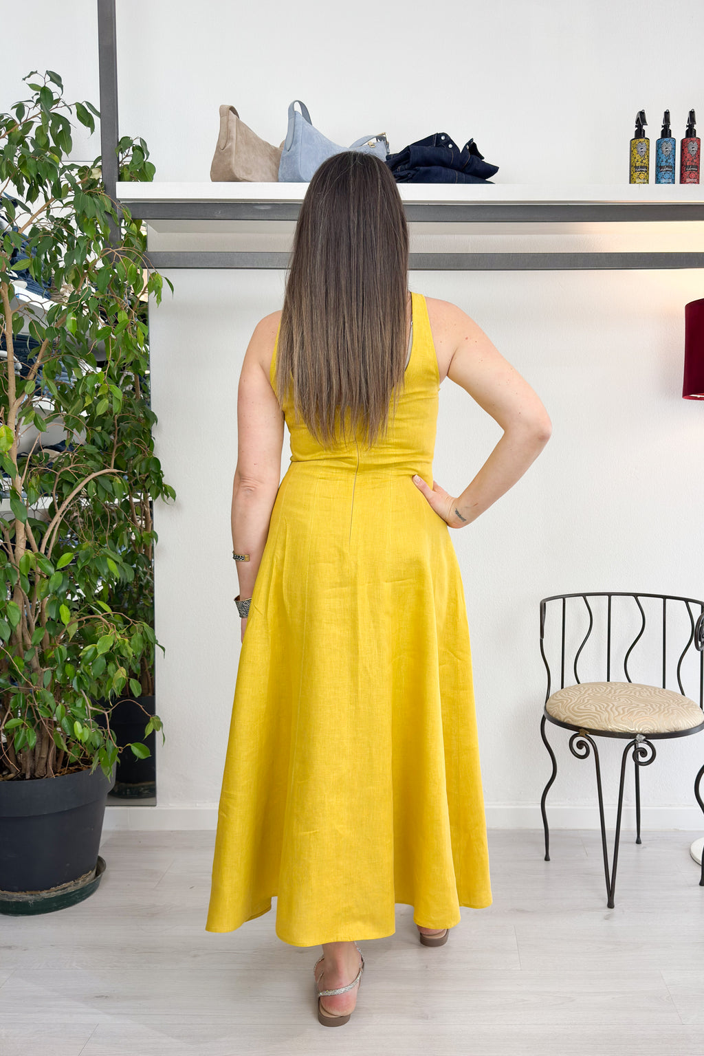 Abito il lino sfiancato giallo EMME