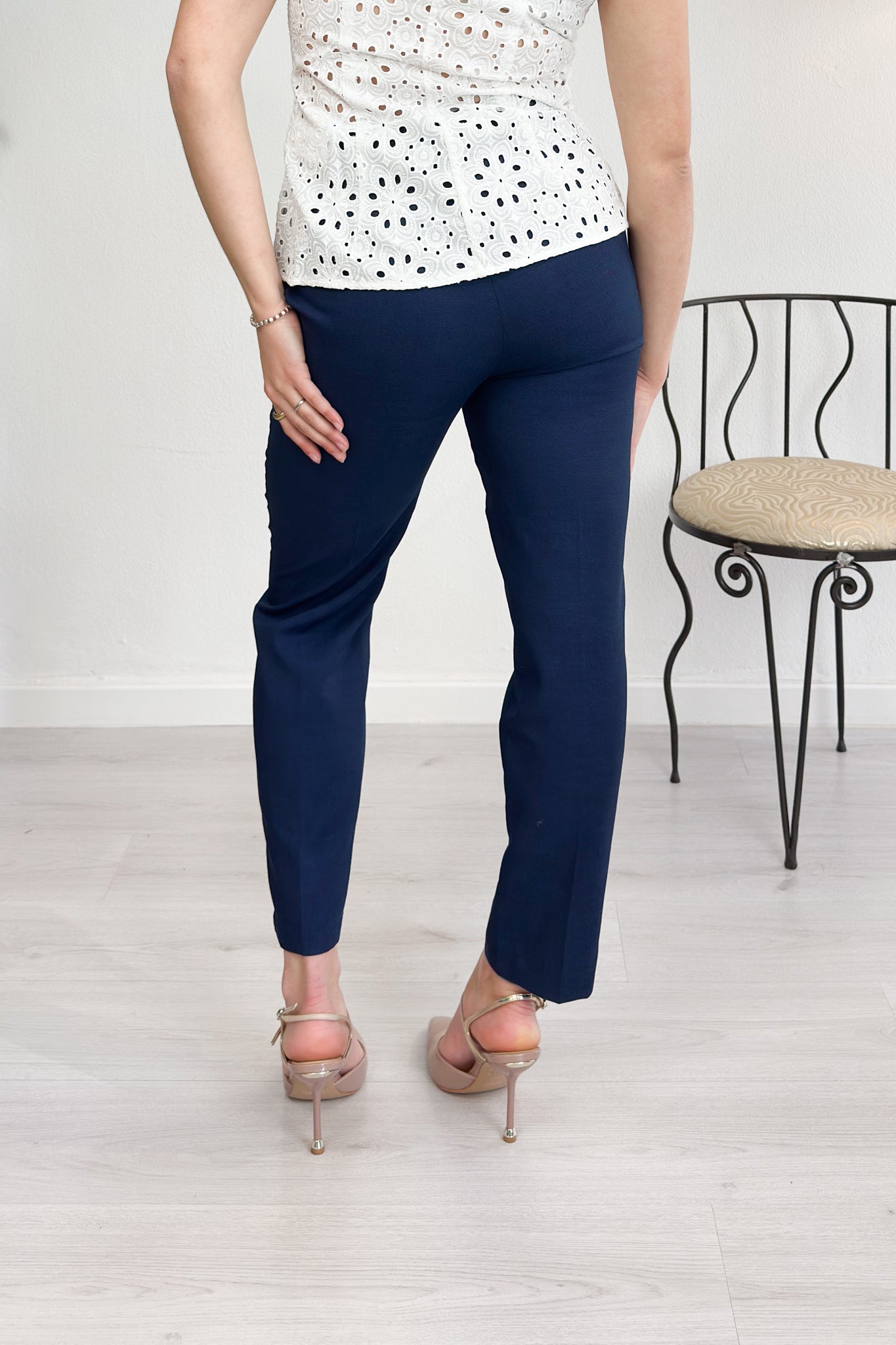 Pantalone fluido in lino blu KAOS