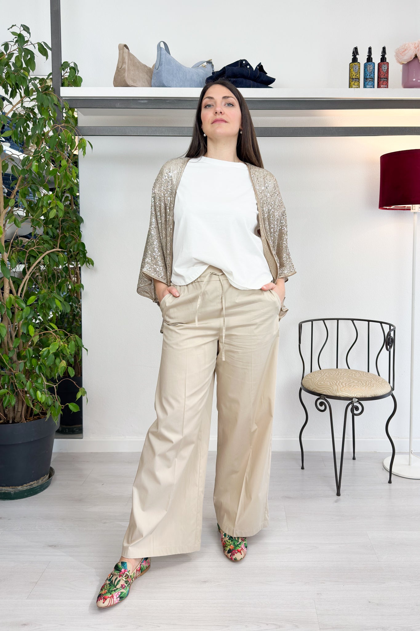 Pantalone flare in popeline EMME